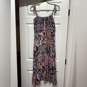 LOFT Multi-Print Tie-Shoulder Maxi Dress, Size: S